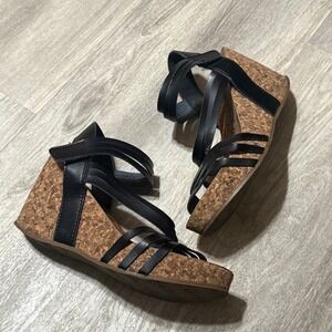 Blowfish‎ sandals wedge black size 8